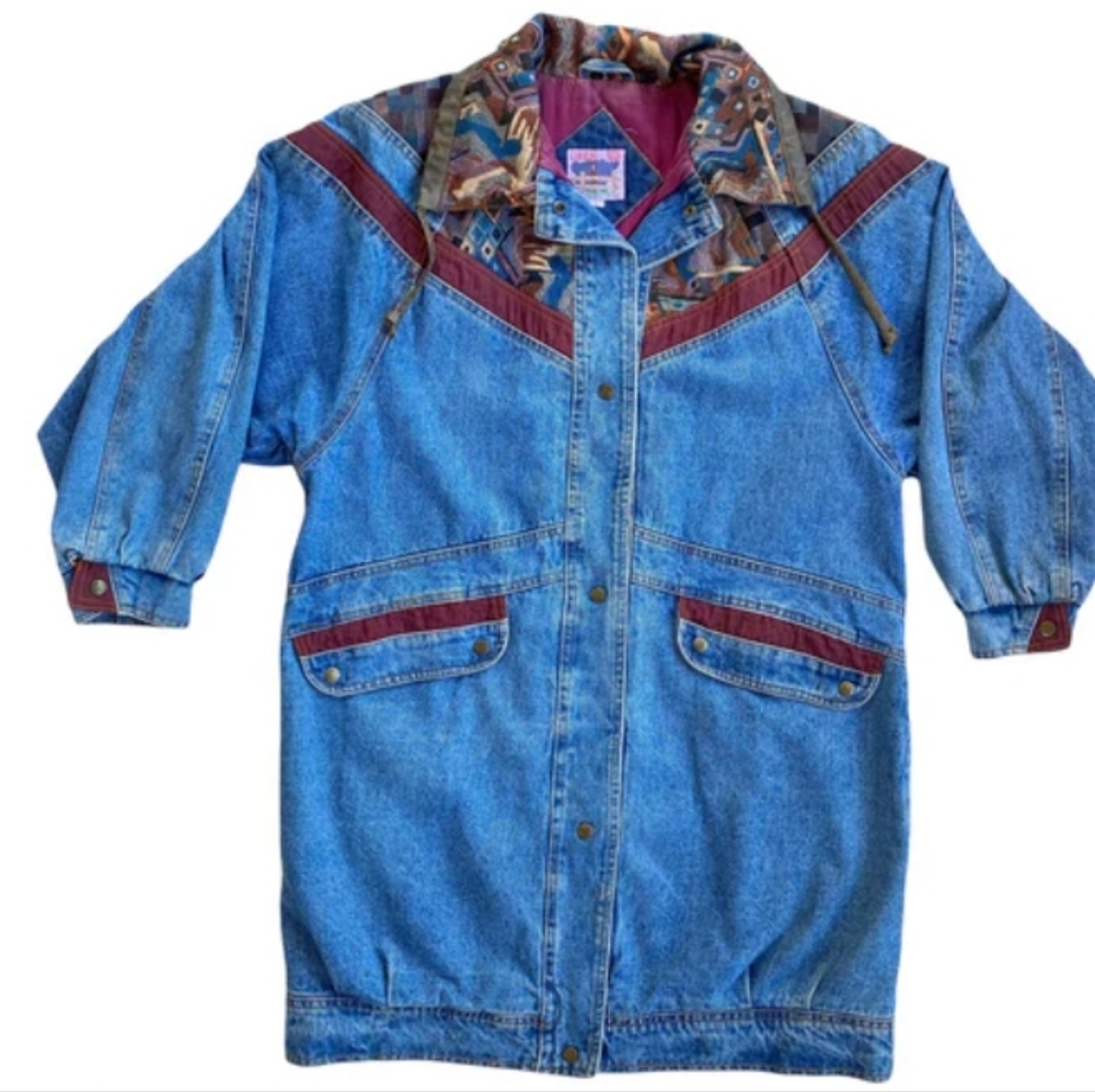 Stylish Denim Jacket with Patterned Details